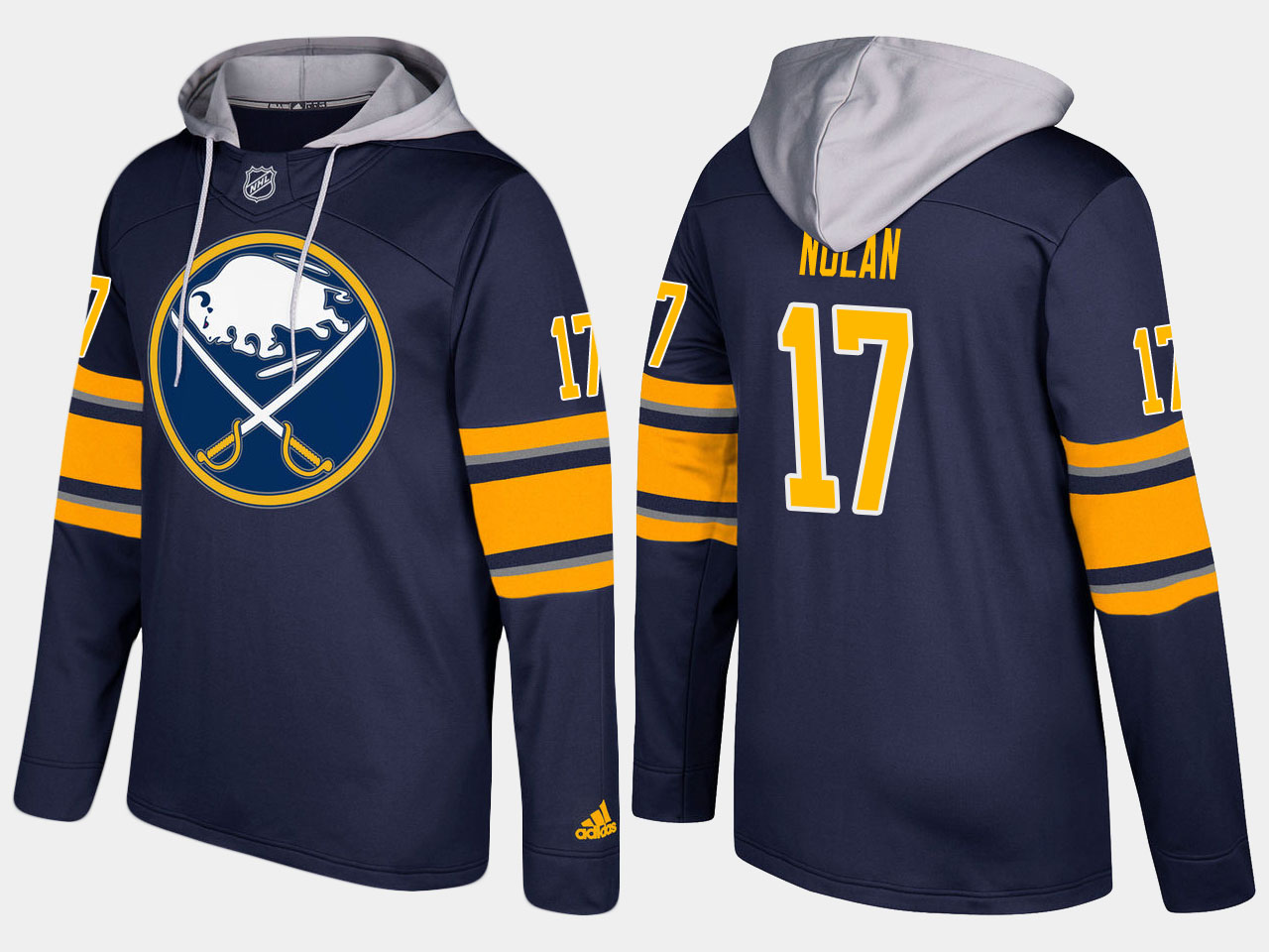 NHL Men Buffalo sabres #17 jordan nolan blue hoodie->buffalo sabres->NHL Jersey